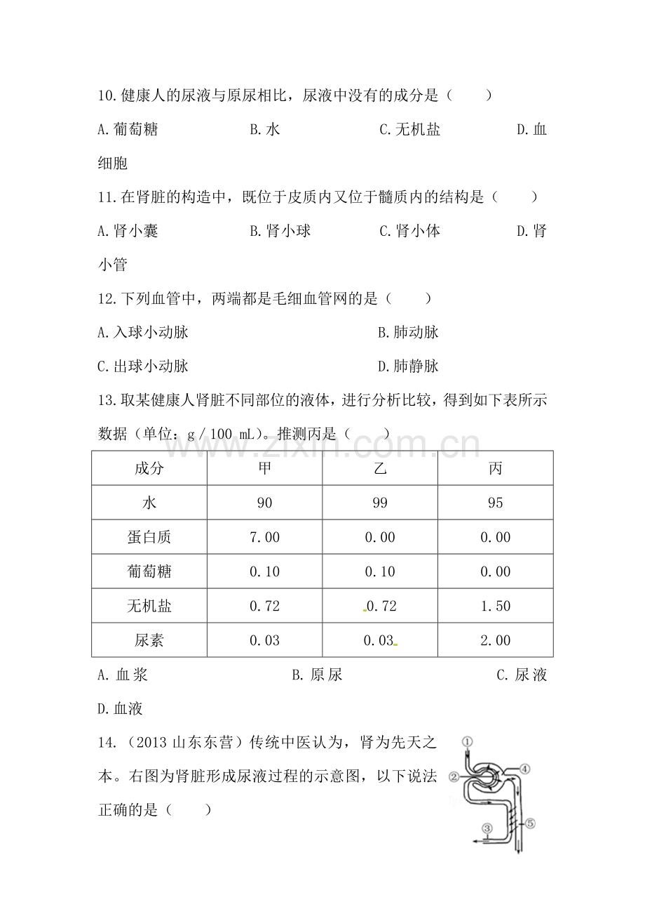 人体内废物的排出单元复习题.doc_第3页