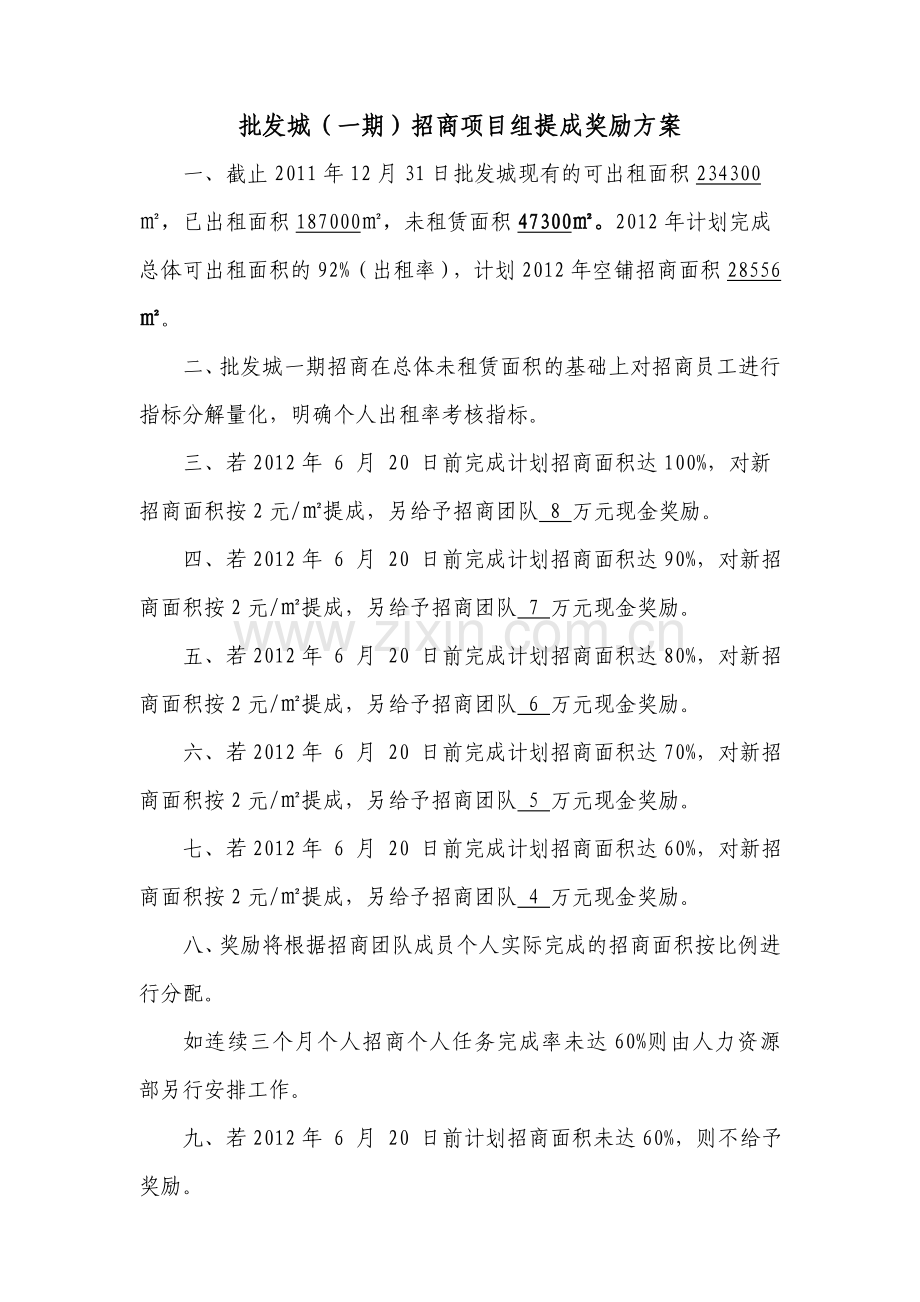 全国经典商业地产------招商绩效奖励方案(呈批稿).doc_第3页