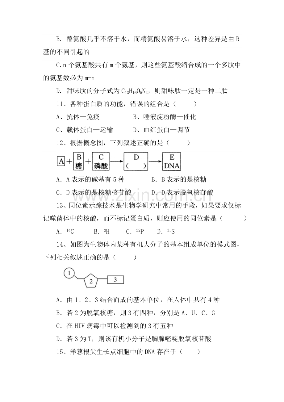 河北省石家庄市2015-2016学年高二生物下册5月月考试卷.doc_第3页