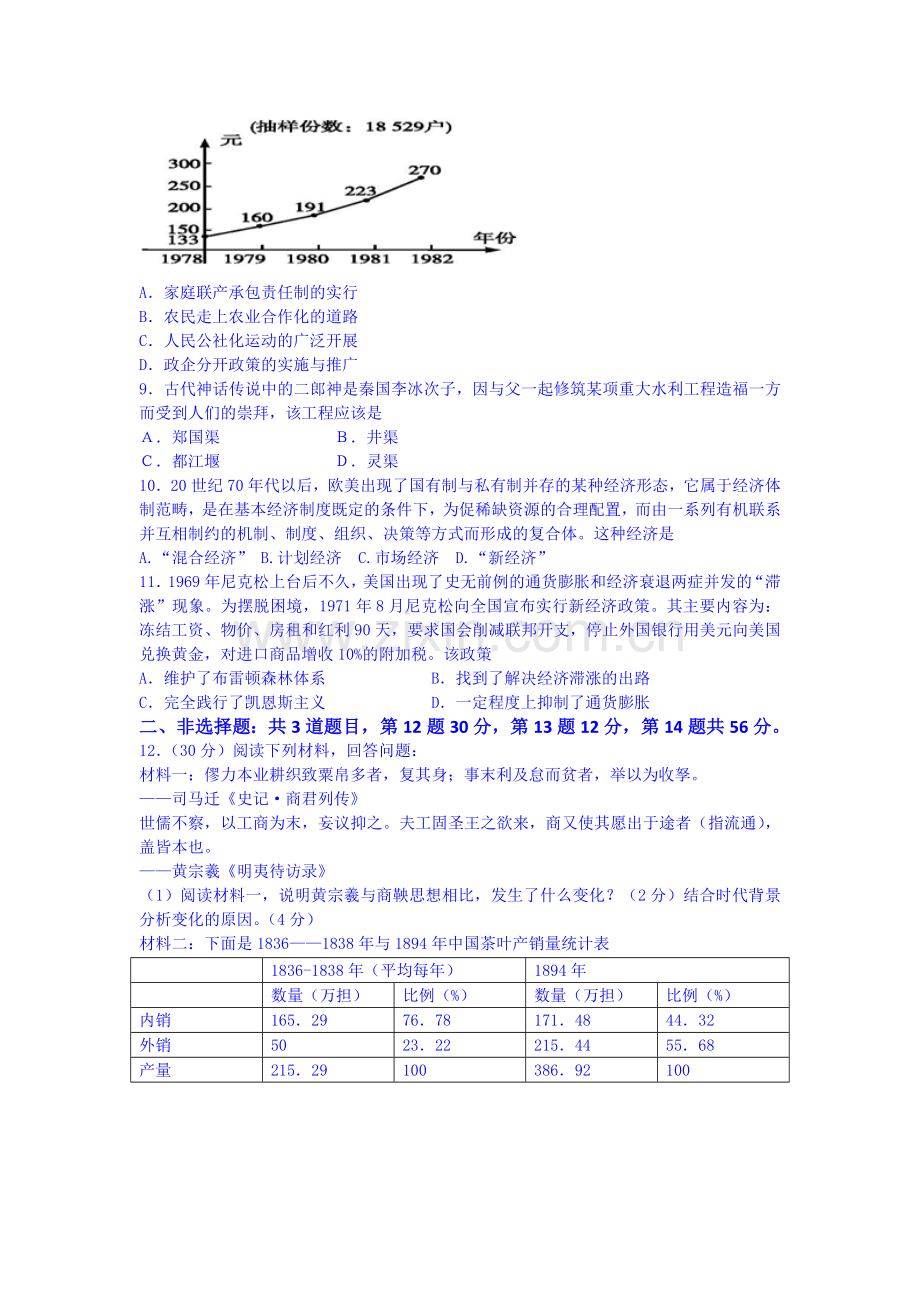 高一历史下册暑假自测试题5.doc_第2页