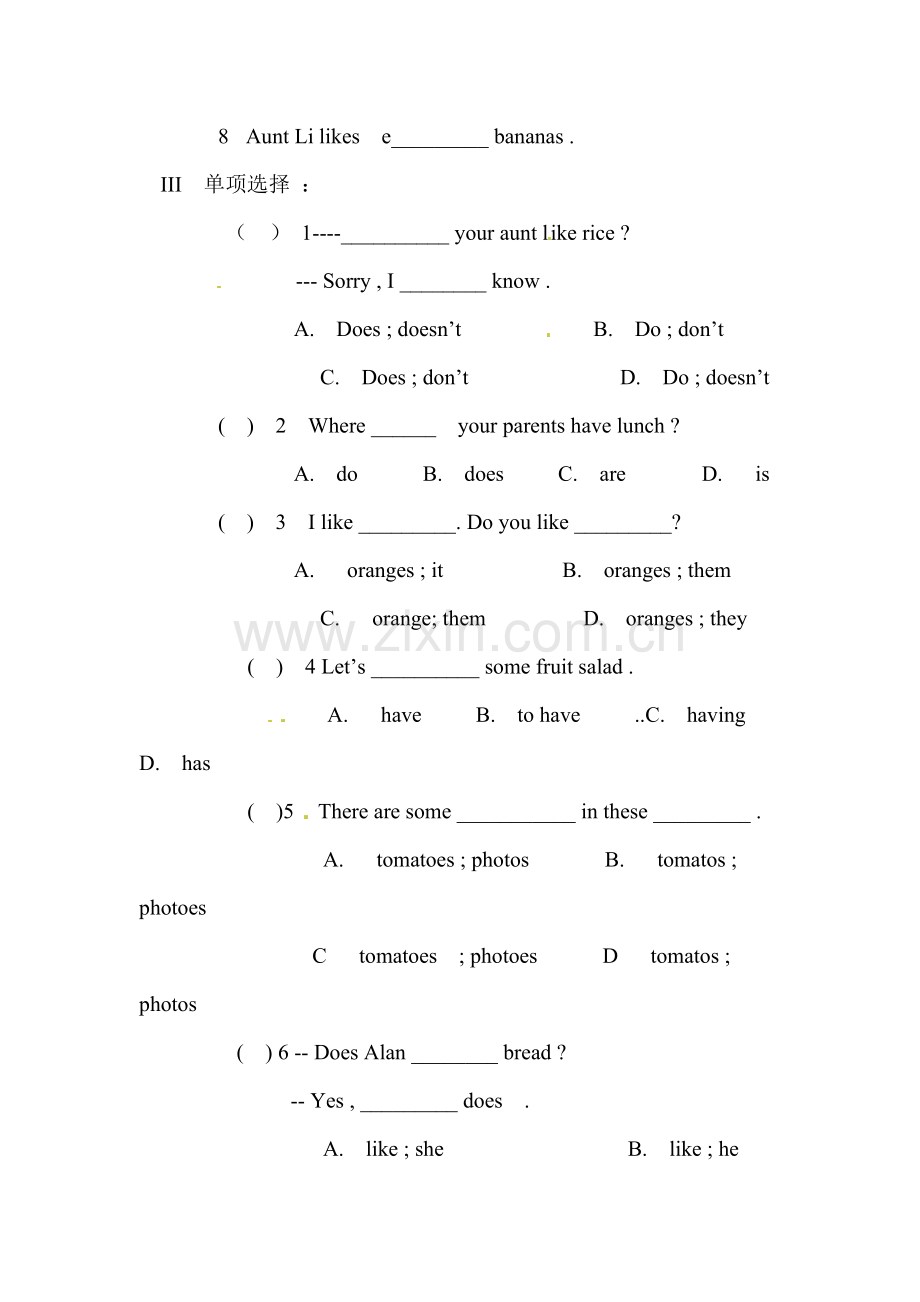 七年级英语上学期课时同步练习31.doc_第2页