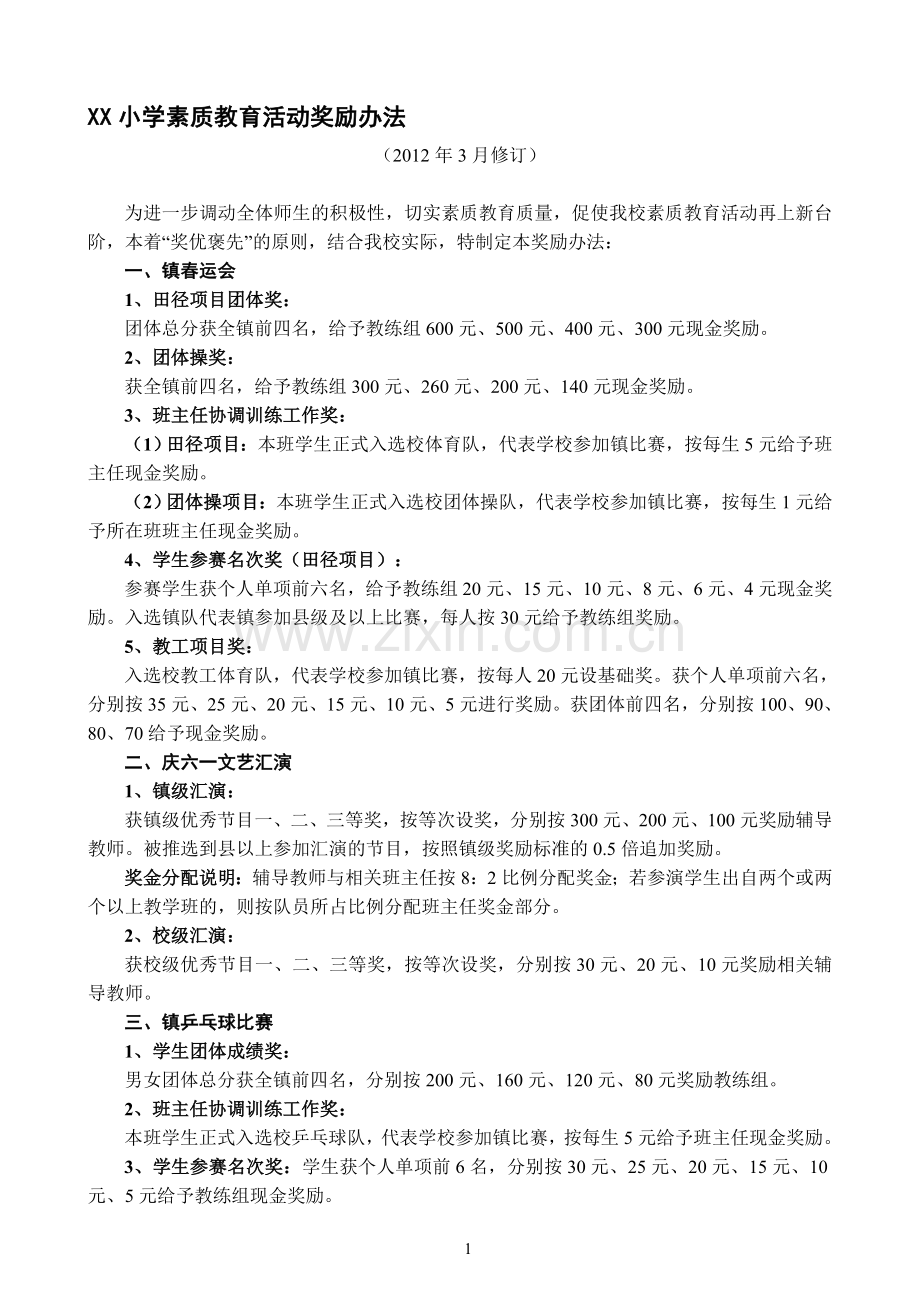 素质教育系列活动奖励方案.doc_第1页