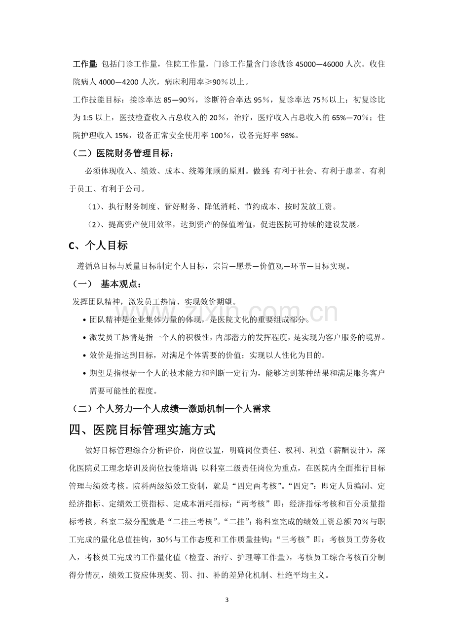 某民营医院目标责任管理实施方案正文.doc_第3页