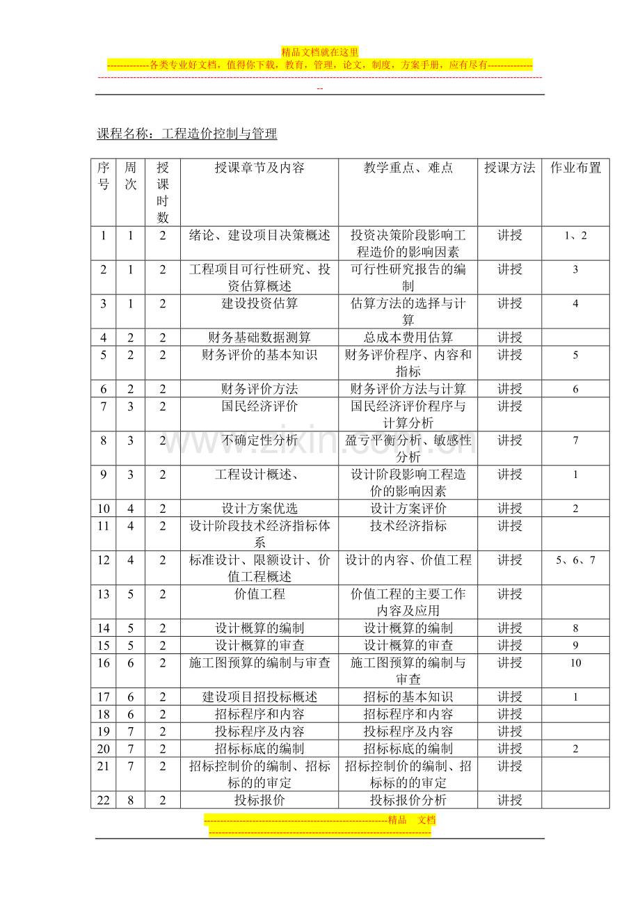 工程造价控制与管理-教学计划--于金海.doc_第3页