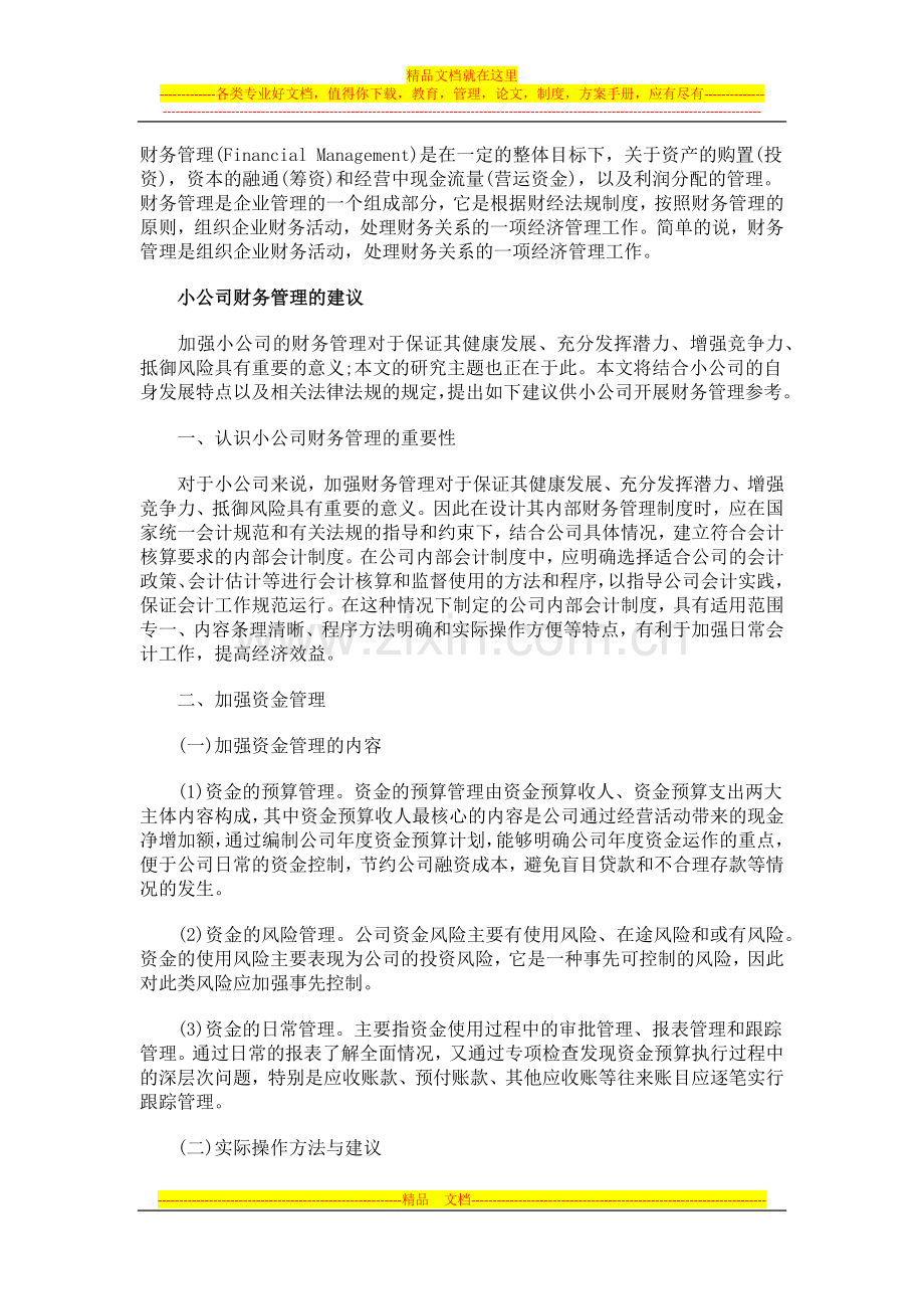 小公司财务管理的建议.docx_第1页