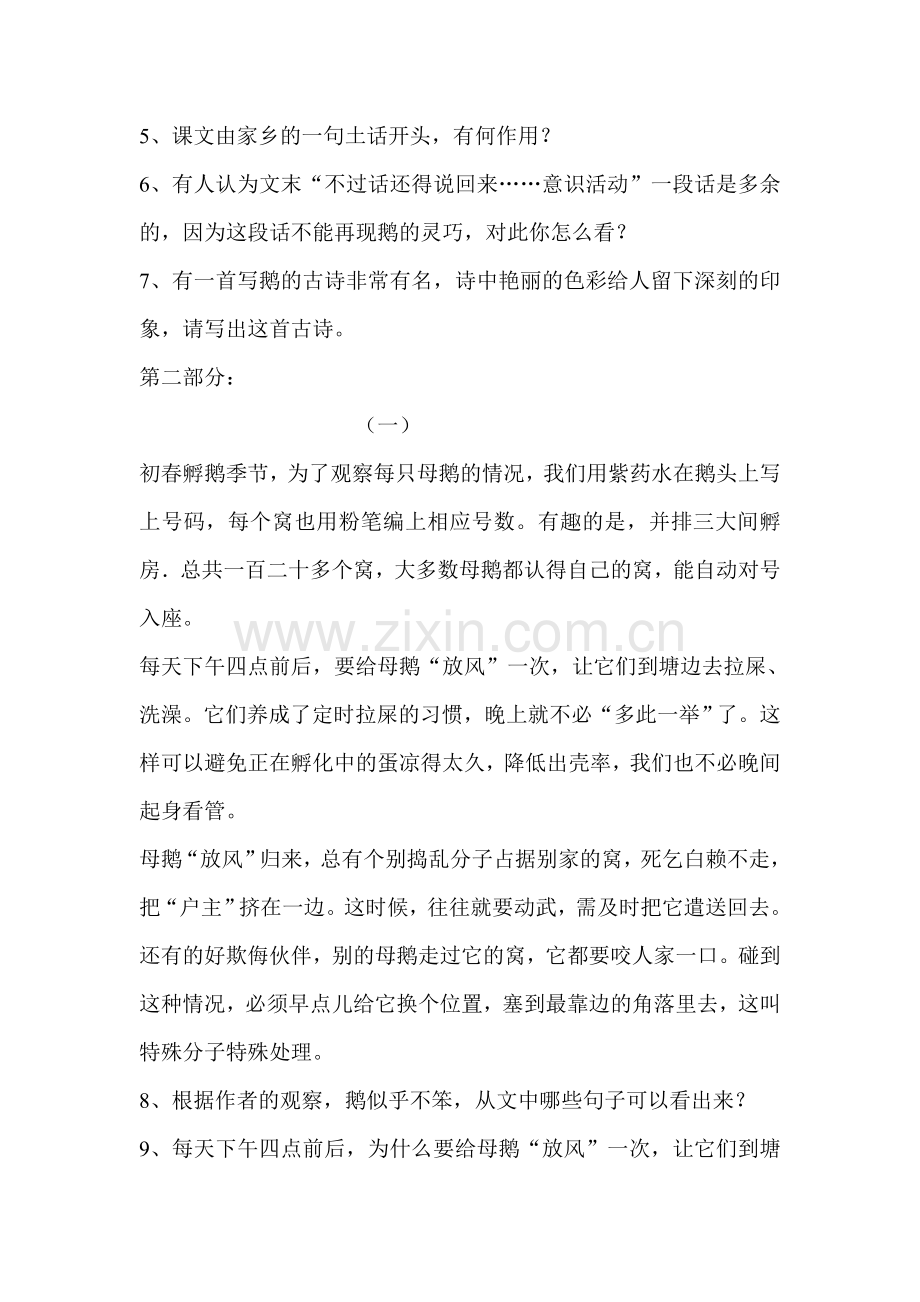 七年级语文牧鹅散记同步练习.doc_第2页