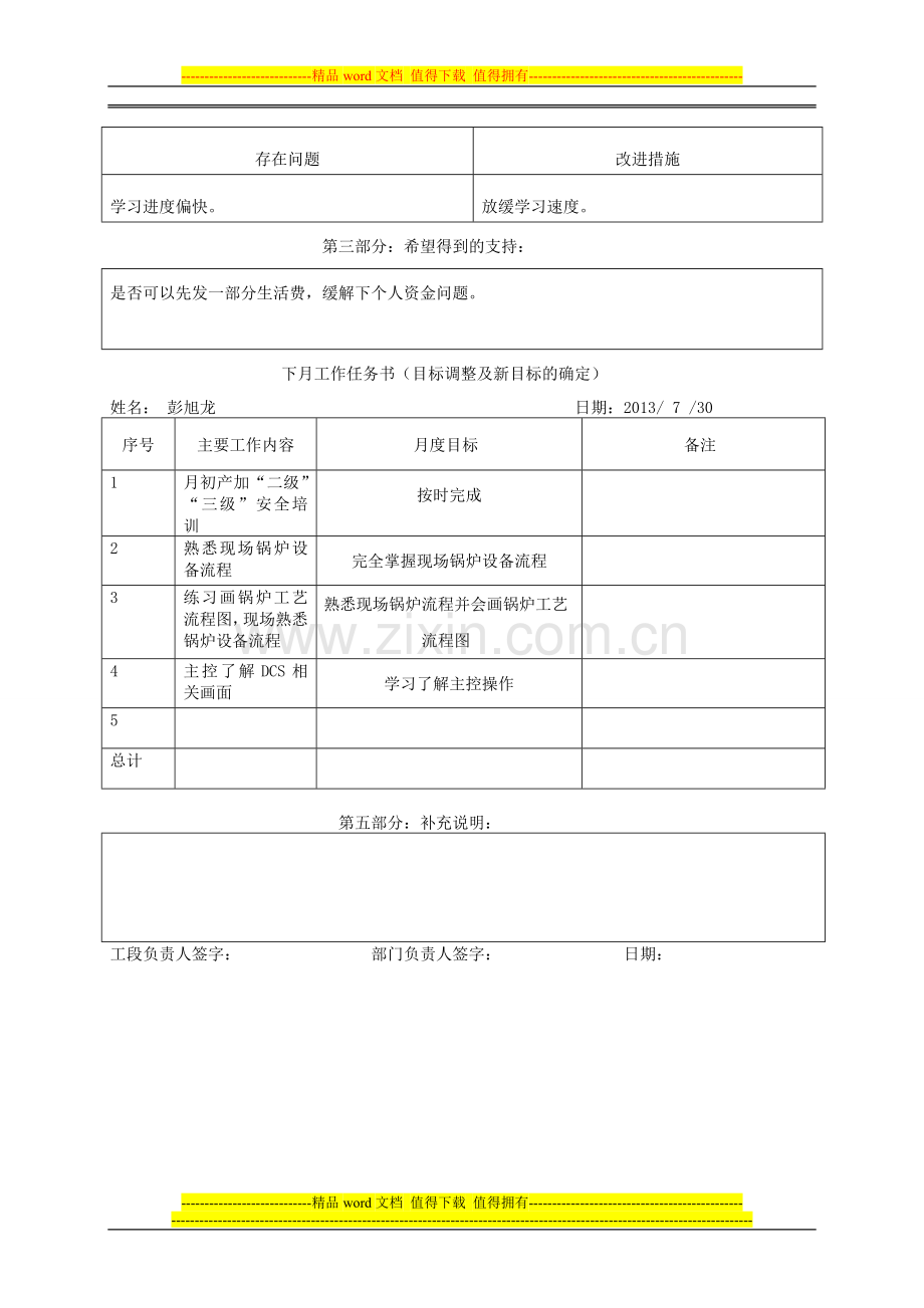 月度工作业绩考核表..doc_第2页