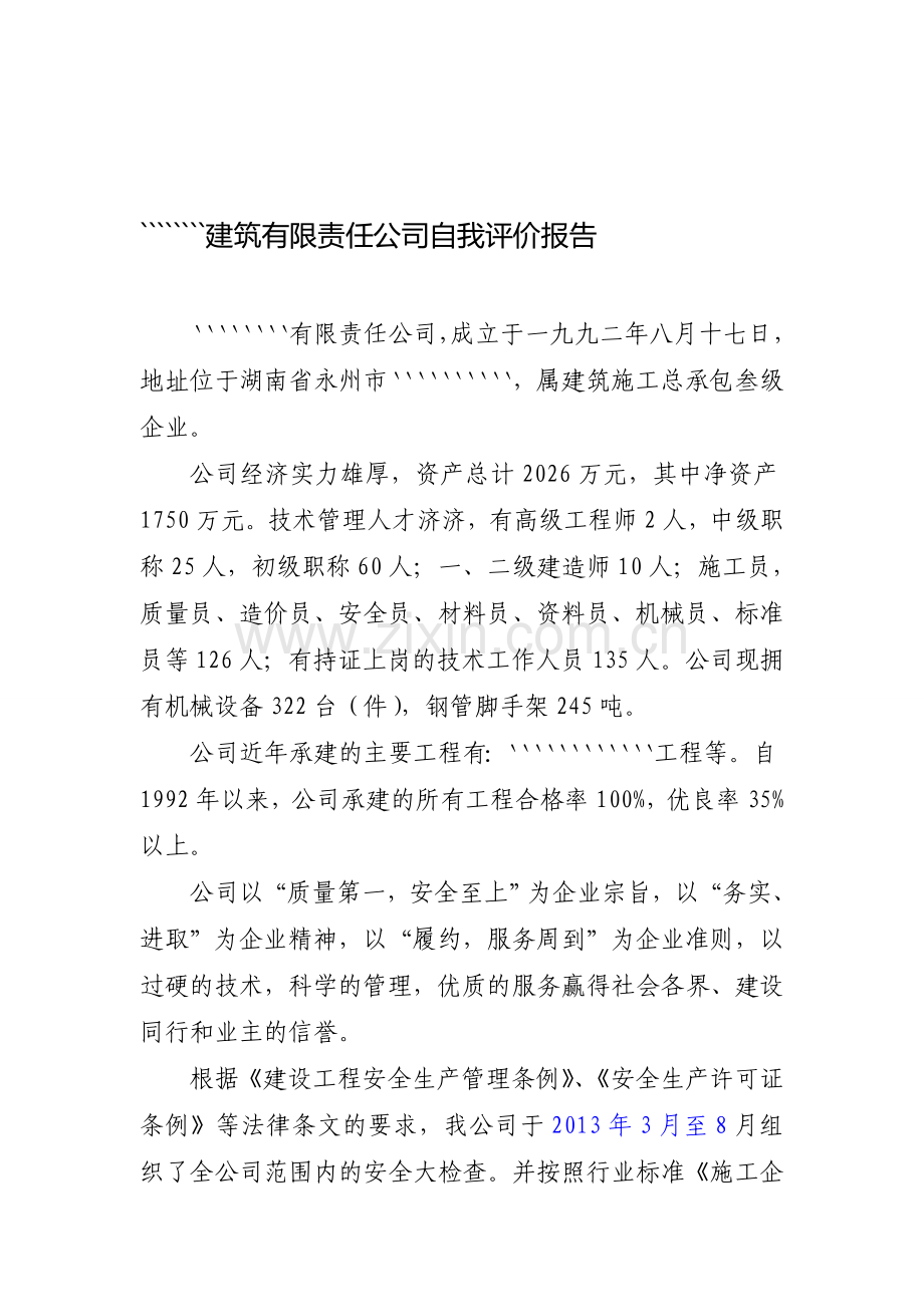 公司自我安全评价报告.doc_第1页