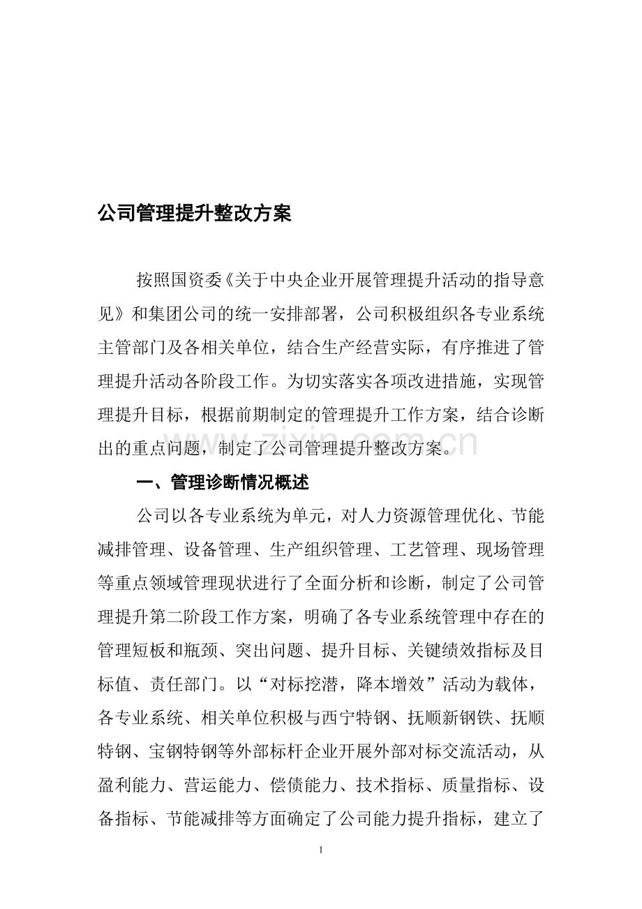 公司管理提升整改方案.doc_第1页