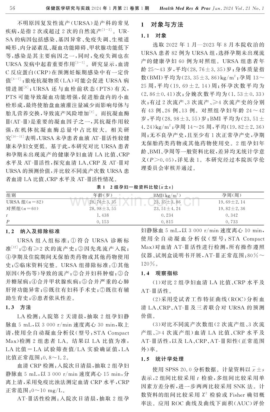 血清LA、CRP、AT-Ⅲ预测不明原因复发性流产的价值.pdf_第2页