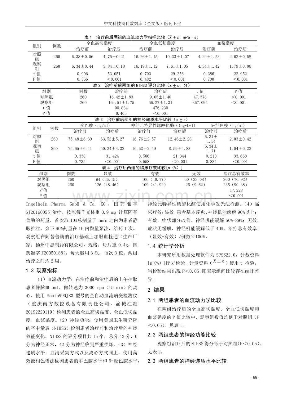 血栓通与阿替普酶联合治疗脑梗死患者的临床效果及对血流动力学、神经功能的影响.pdf_第2页