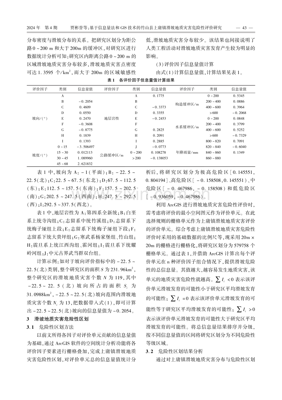 基于信息量法和GIS技术的竹山县上庸镇滑坡地质灾害危险性评价研究.pdf_第3页