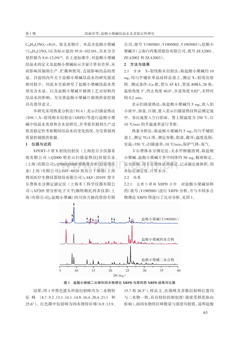 盐酸小檗碱结晶水及其稳定性研究.pdf_第2页