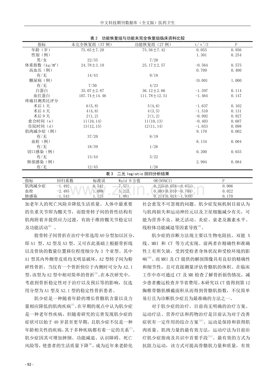 肌肉减少症对于股骨转子间骨折手术预后及并发症的影响.pdf_第3页