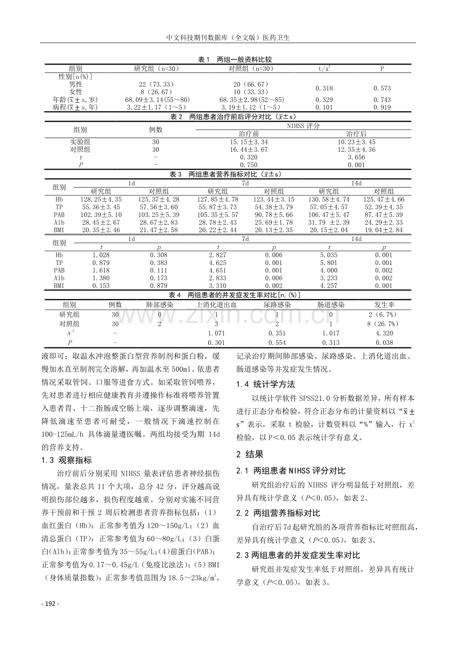 早期肠内营养制剂对脑梗死患者的营养状况影响分析.pdf_第2页