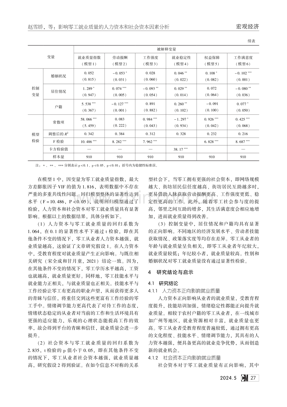 影响零工就业质量的人力资本和社会资本因素分析——以广州为例.pdf_第3页