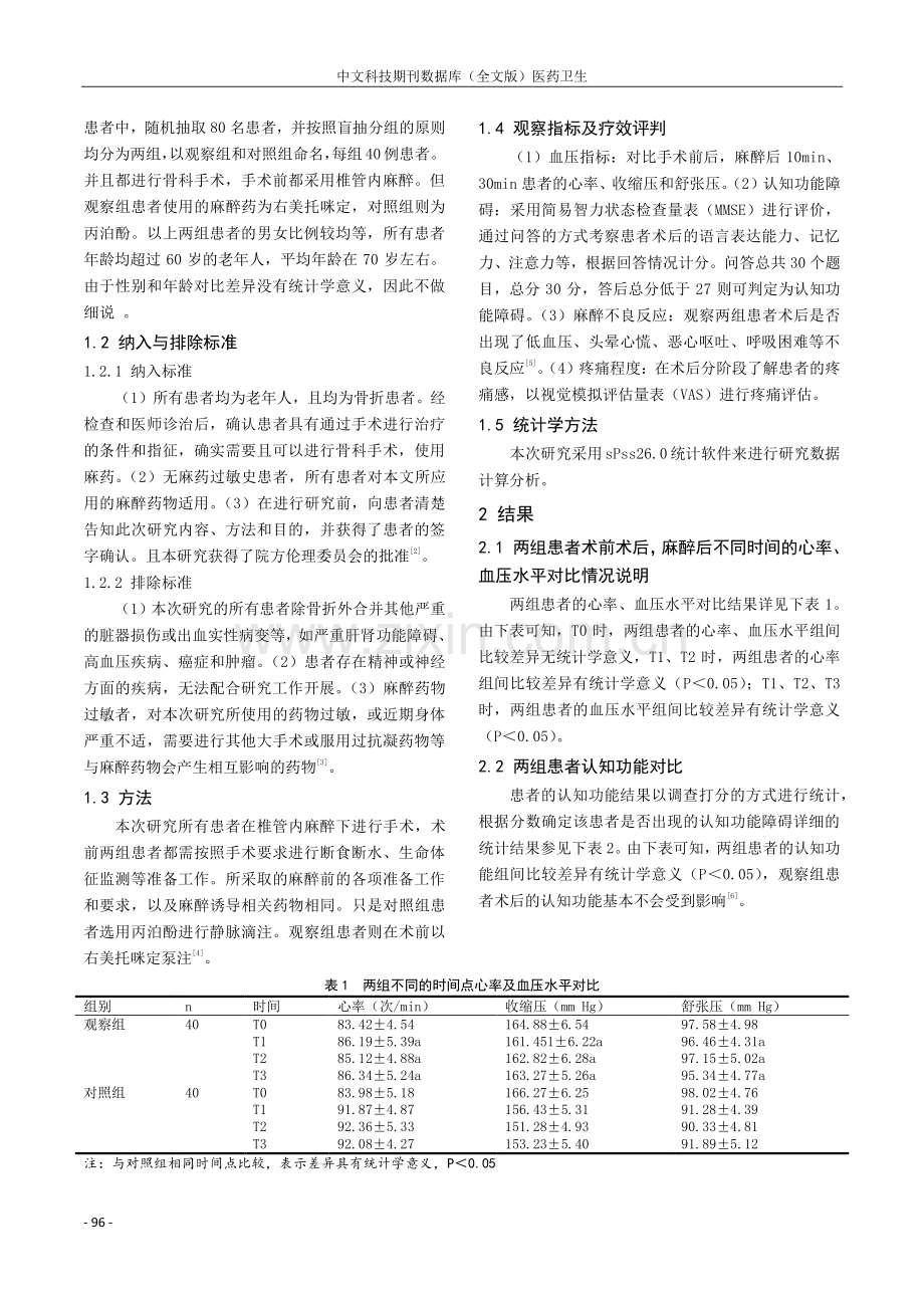 右美托咪定椎管内麻醉对老年骨科手术麻醉效果及血压的影响.pdf_第2页