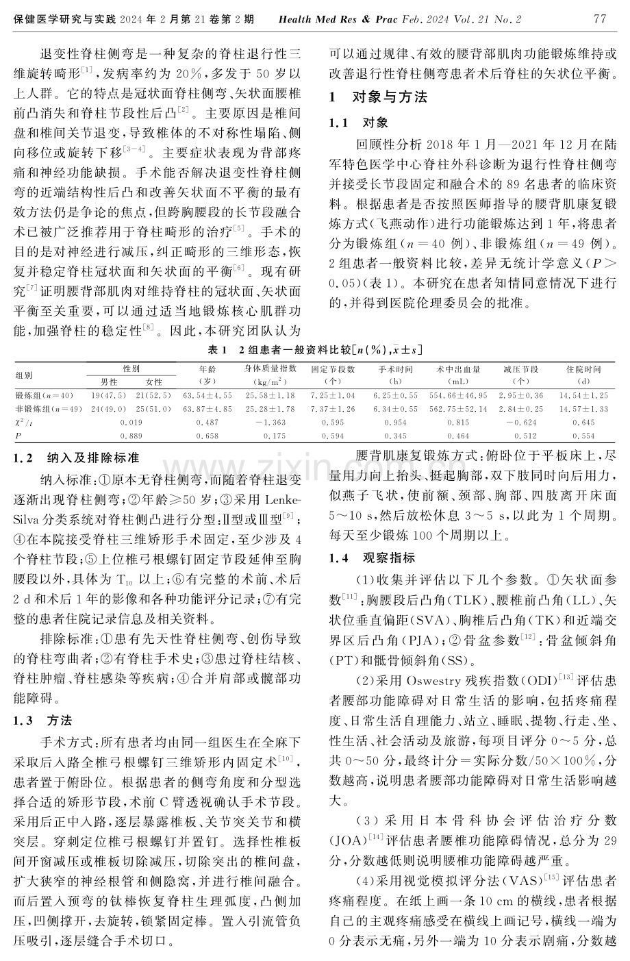 腰背部肌功能锻炼维持退变性脊柱侧弯患者矫形效果的作用研究.pdf_第2页