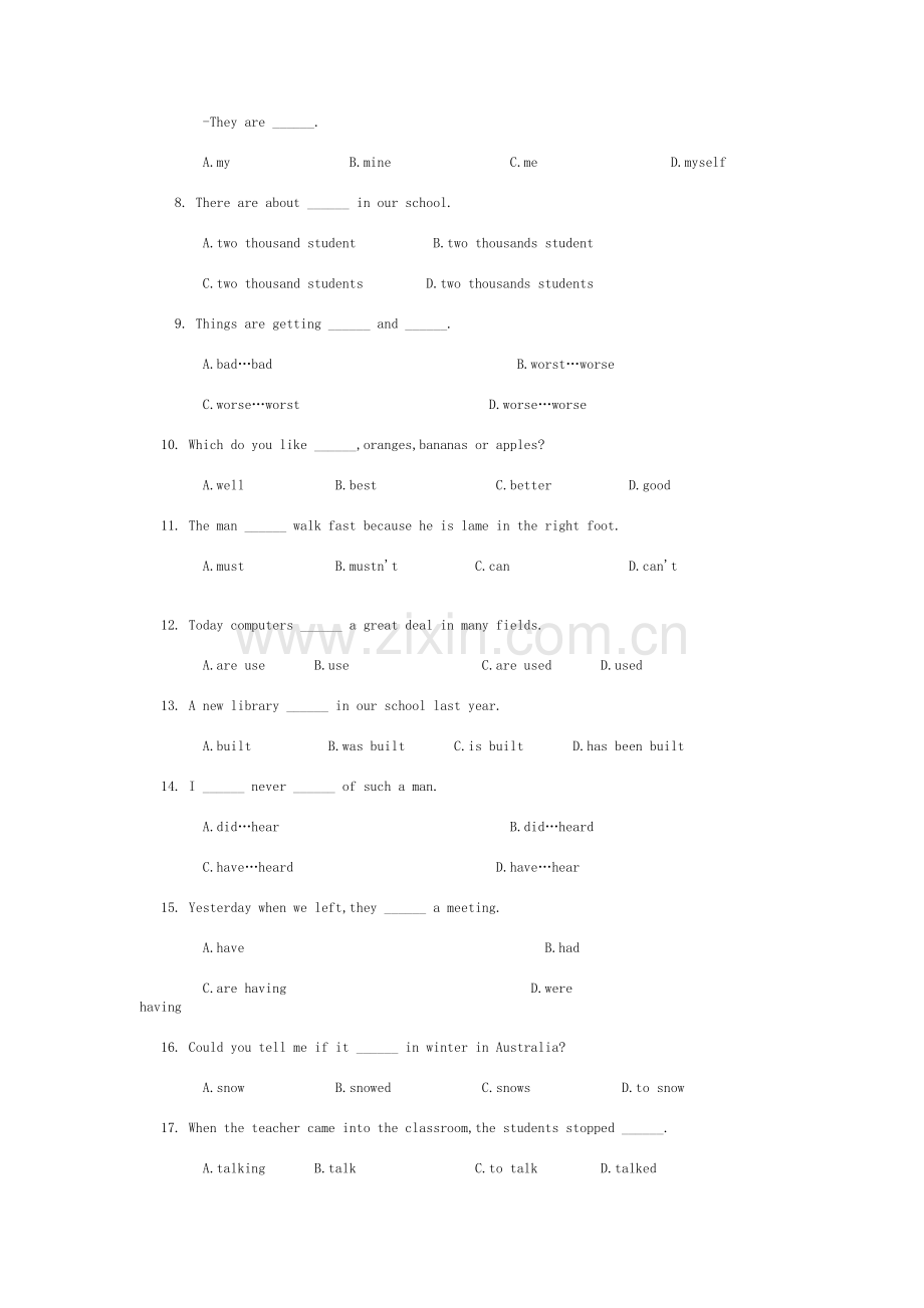 初中英语模拟试题(六).doc_第2页