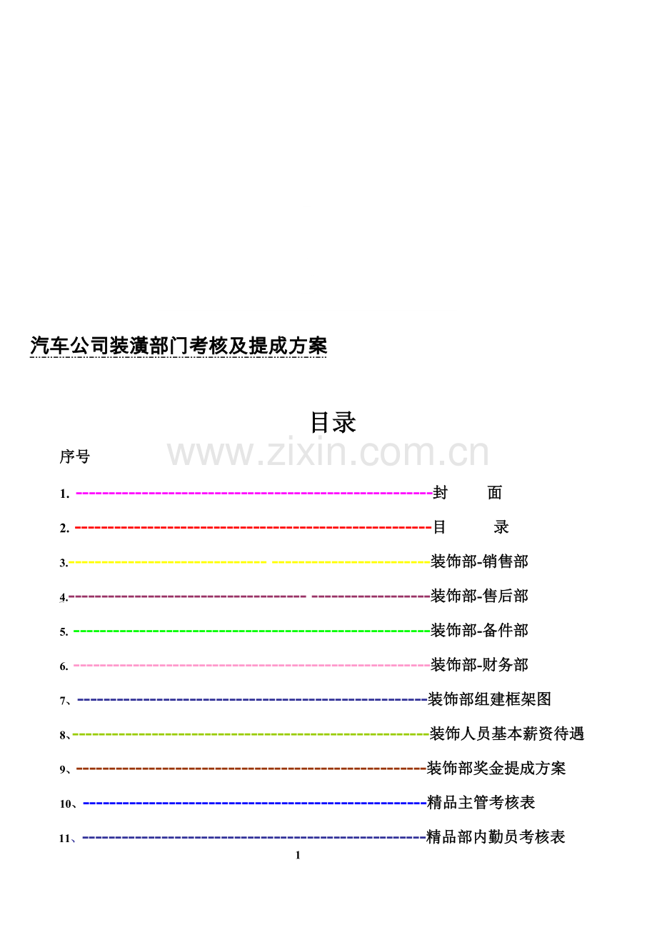 汽车公司装潢部门考核及提成方案.doc_第1页