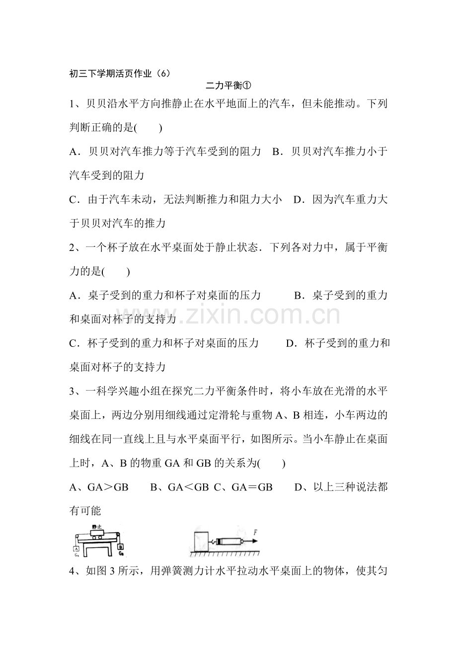 九年级物理下册知识点活页作业6.doc_第1页