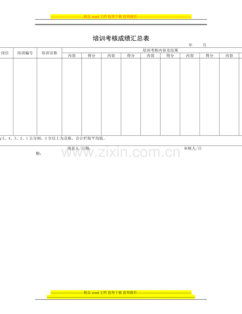 培训考核成绩汇总表..doc_第2页