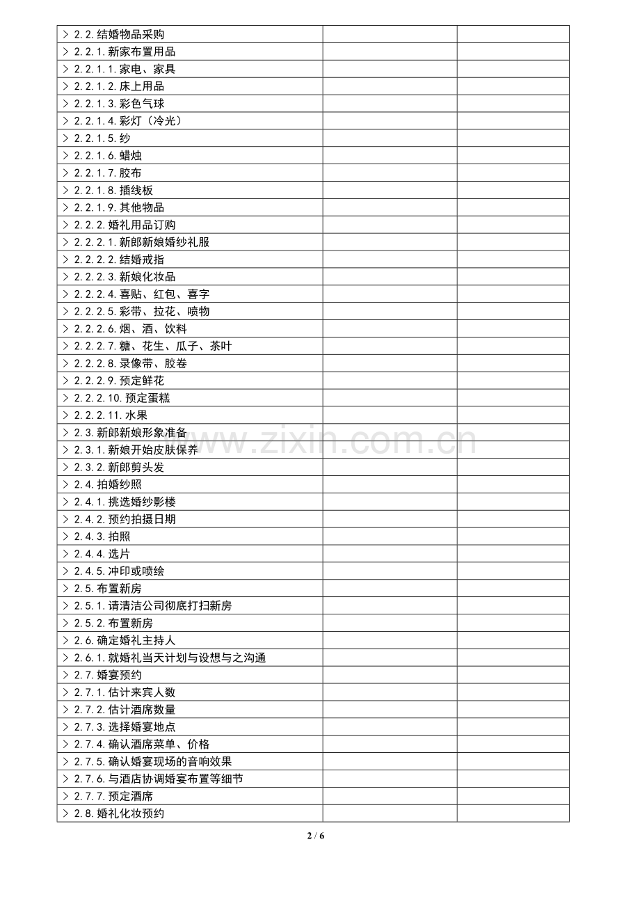 婚礼流程方案-WBS分解-详细.doc_第2页