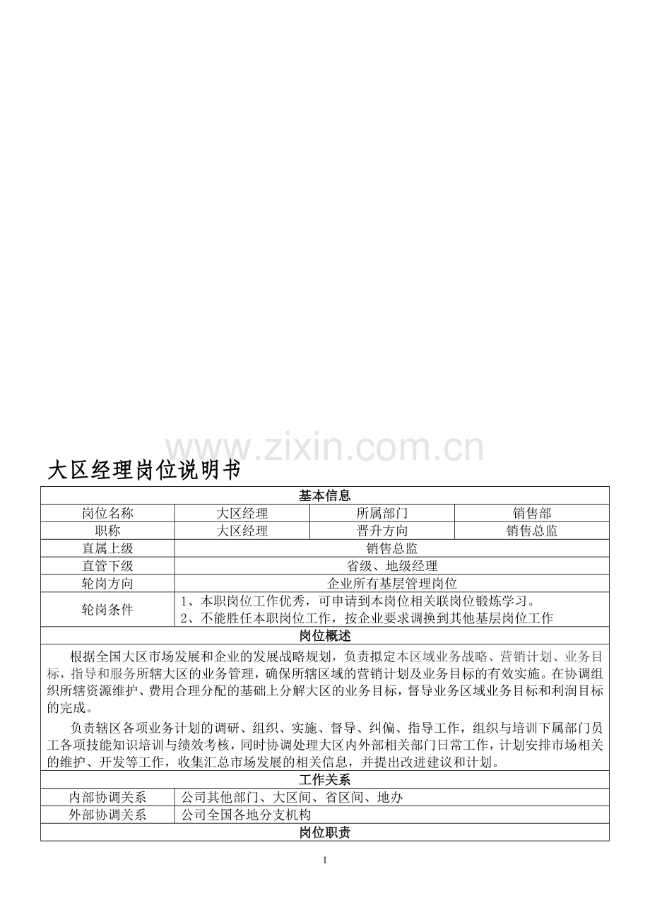 大区经理岗位说明书.doc_第1页