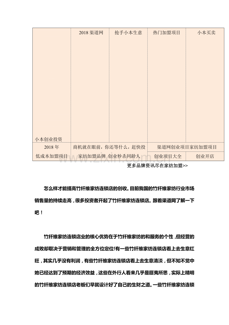 渠道网教您怎么样才能提高竹纤维家纺连锁店的创收.doc_第1页