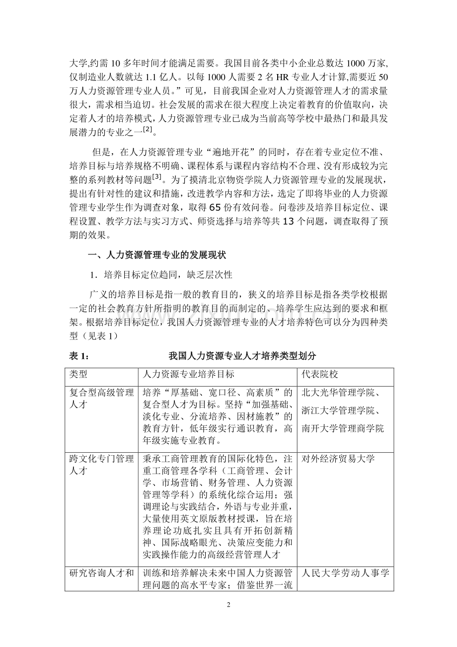 弓秀云--我国人力资源管理专业发展现状的调查与思考.doc_第2页