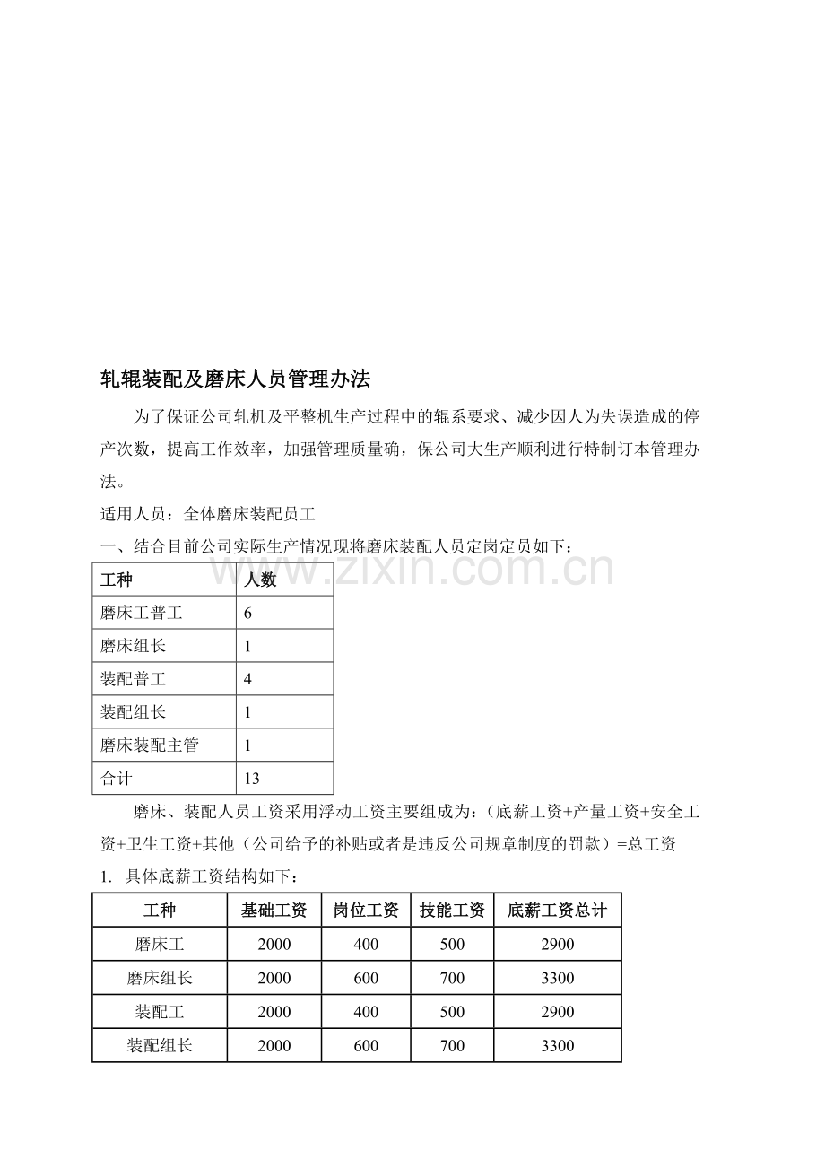 装配磨床工资及考核细则(13年4月)..doc_第1页