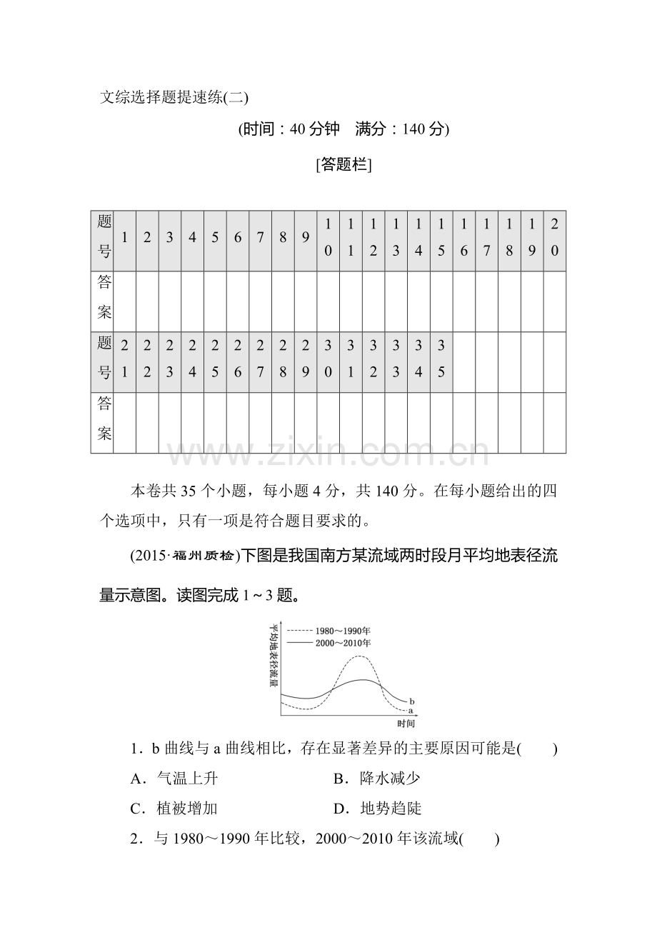 2016届高考地理第二轮复习模块综合检测1.doc_第1页