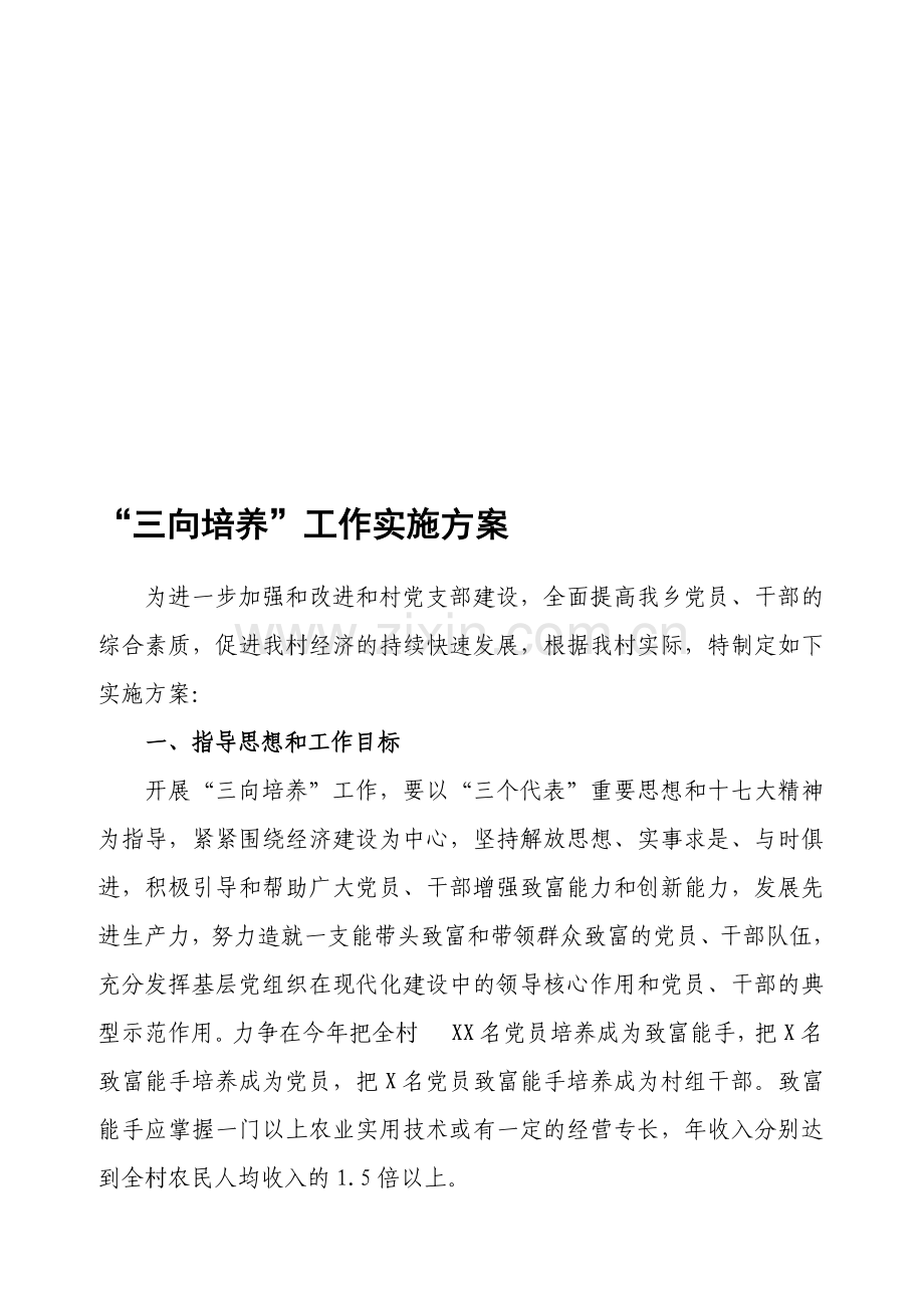 三向培养工作实施方案.doc_第1页