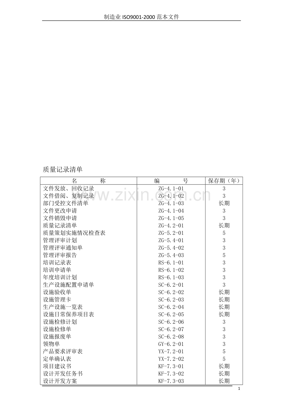 ISO表格大全(2000版本).doc_第1页