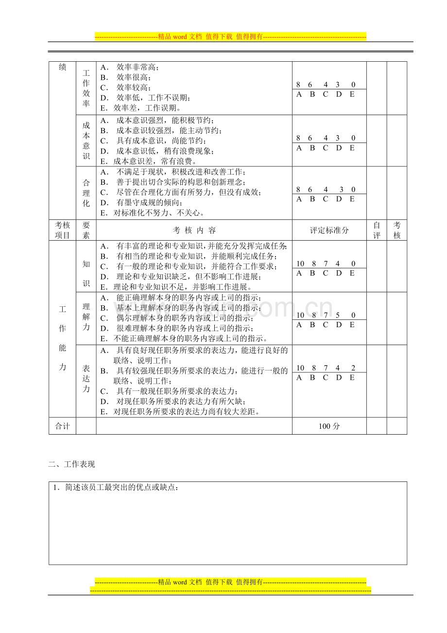 普通员工绩效考核表(员工)1.doc_第3页