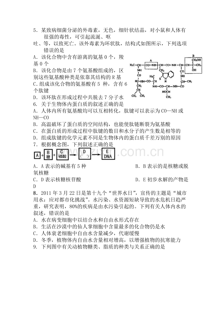 山东省淄博市2015-2016学年高一生物下册收心考试试题.doc_第2页