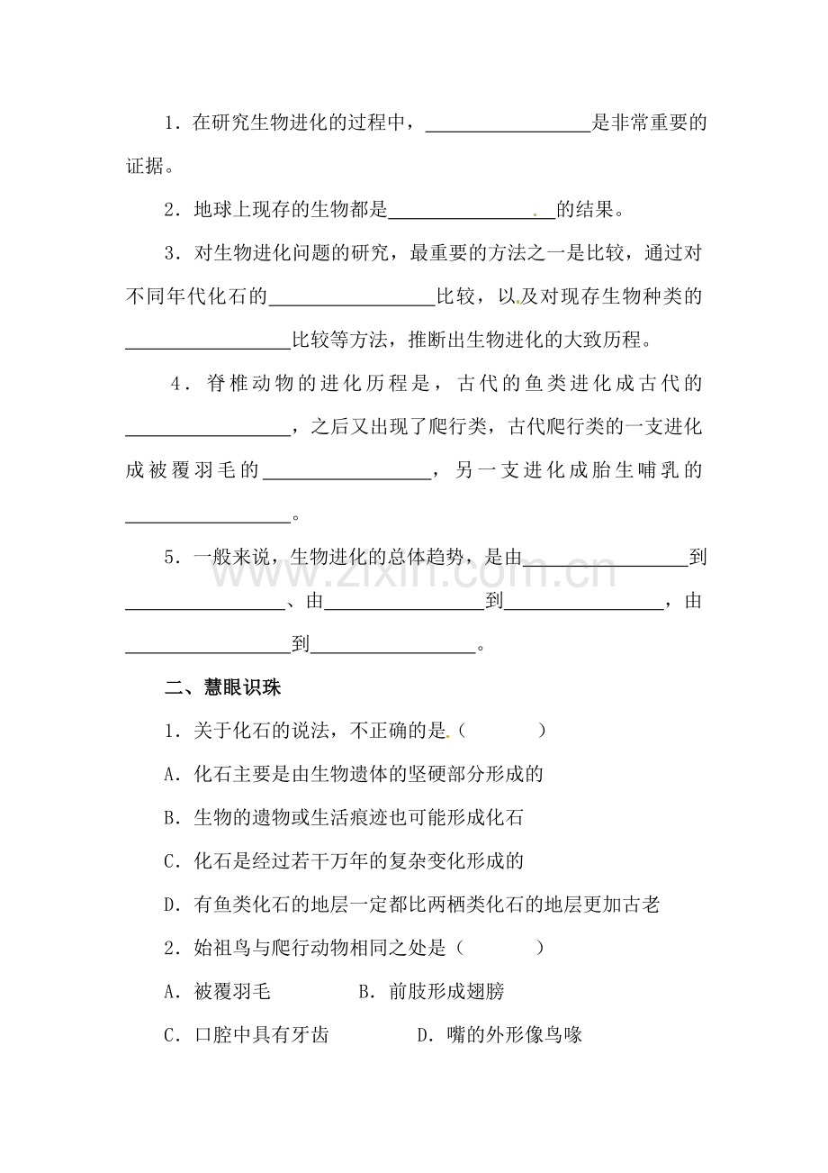 八年级生物生物进化的历程同步学习.doc_第2页