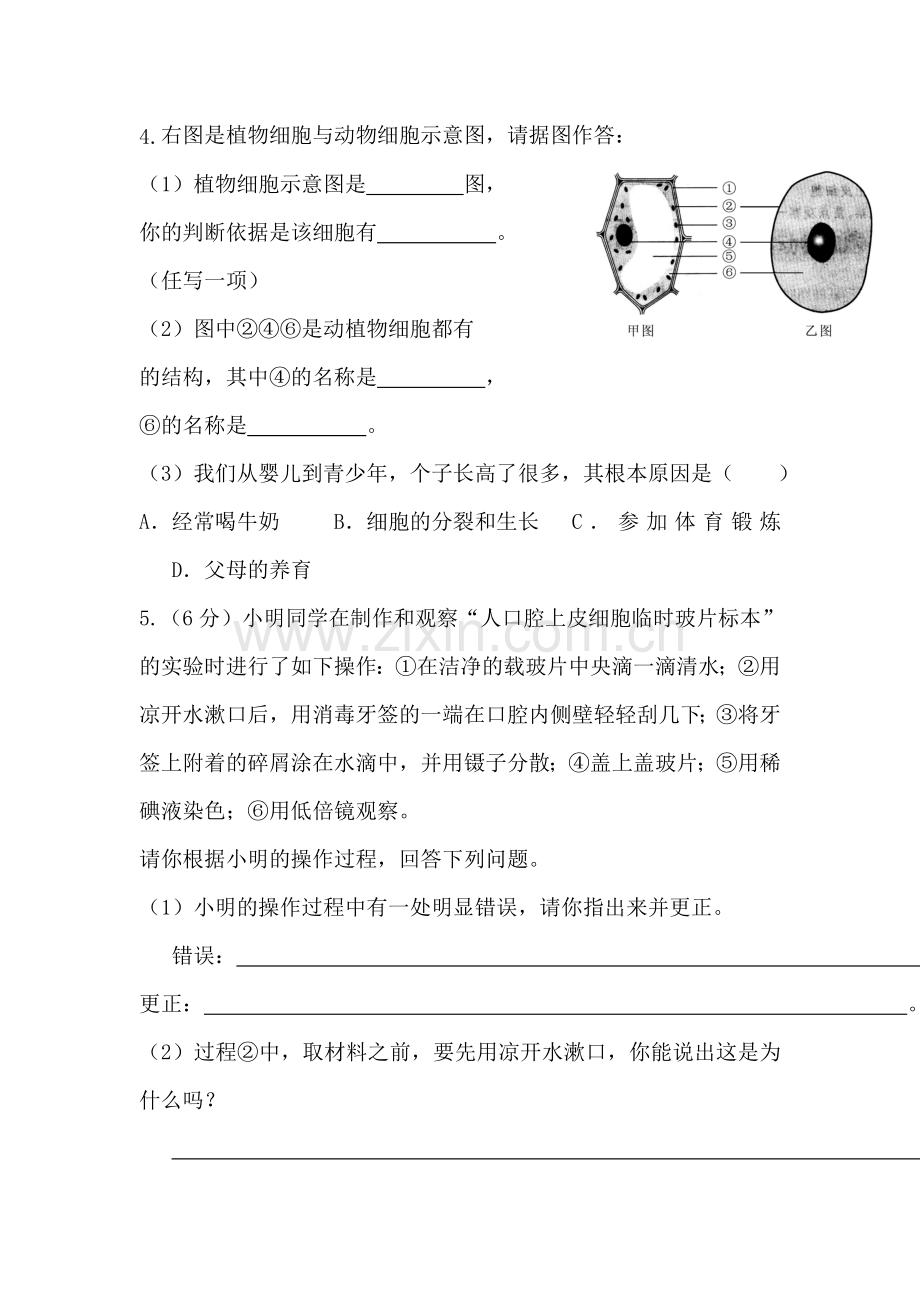 细胞的结构和功能同步练习2.doc_第3页