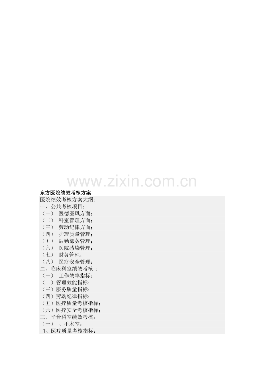 东方医院绩效考核方案(1).doc_第1页