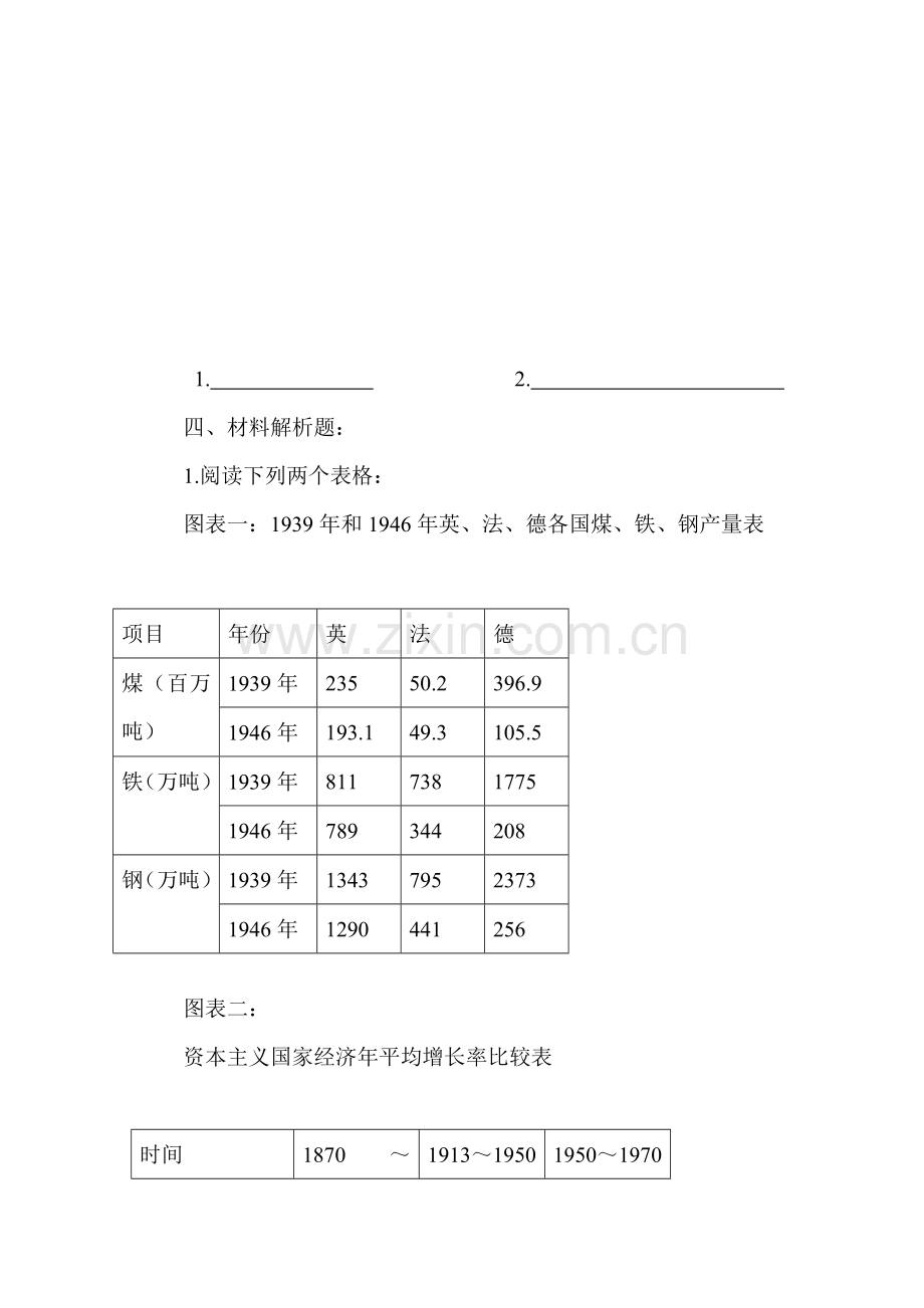 西欧和日本经济的发展达标检测.doc_第3页