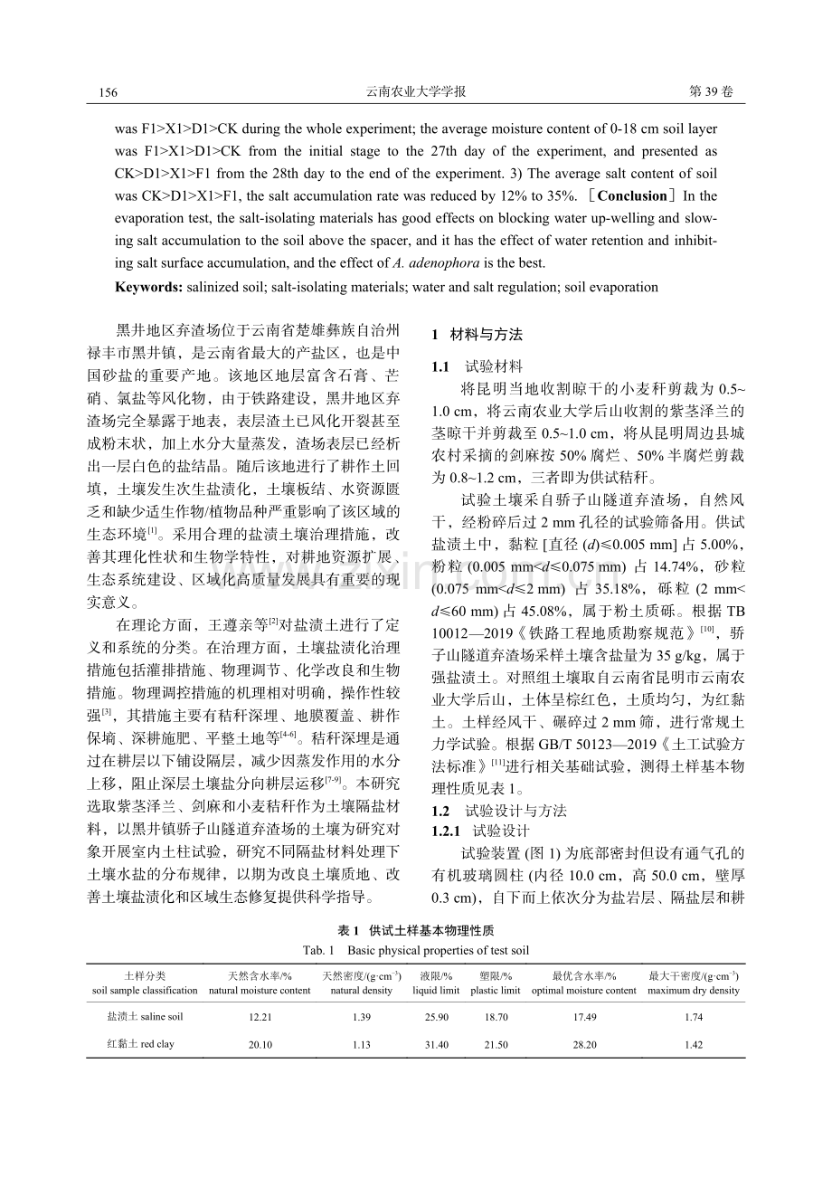 隔盐材料对盐渍土水盐分布及蒸发特性的影响.pdf_第2页