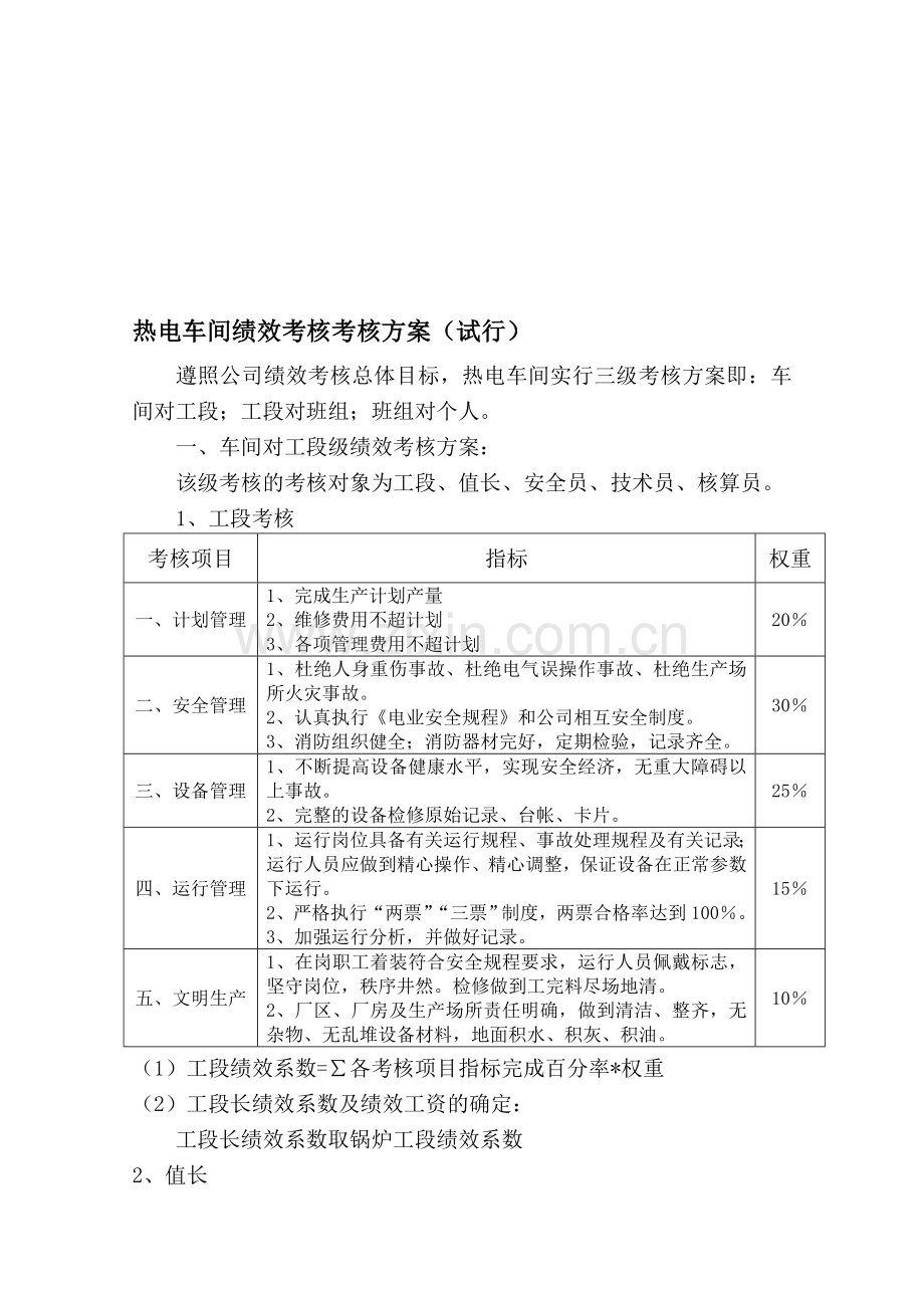 热电车间绩效考核考核方案.doc_第1页