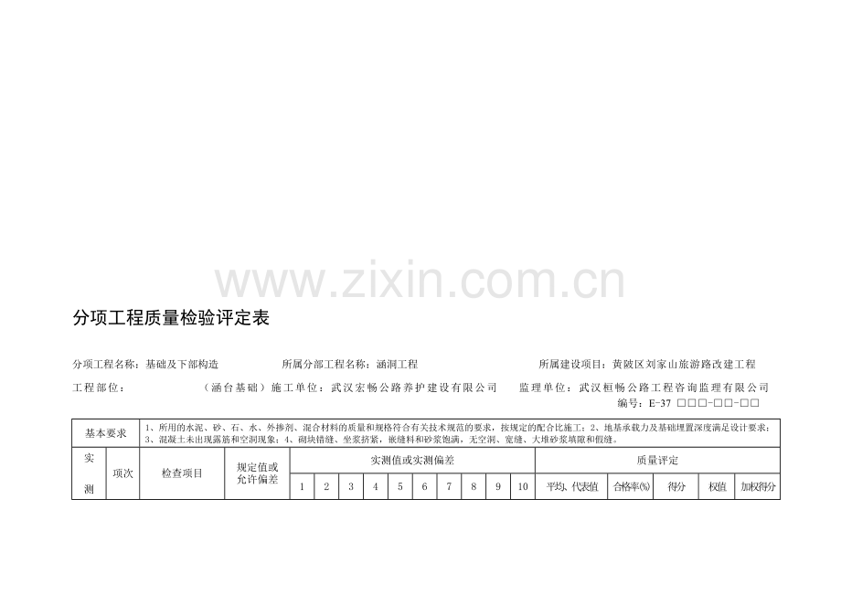 圆管涵评定表.doc_第1页