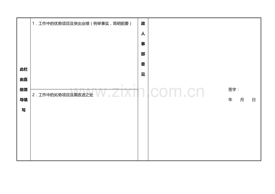 部长级以下人员月度绩效考核表..doc_第3页