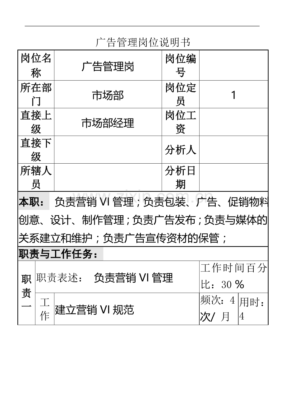 广告管理岗位说明书1.doc_第1页