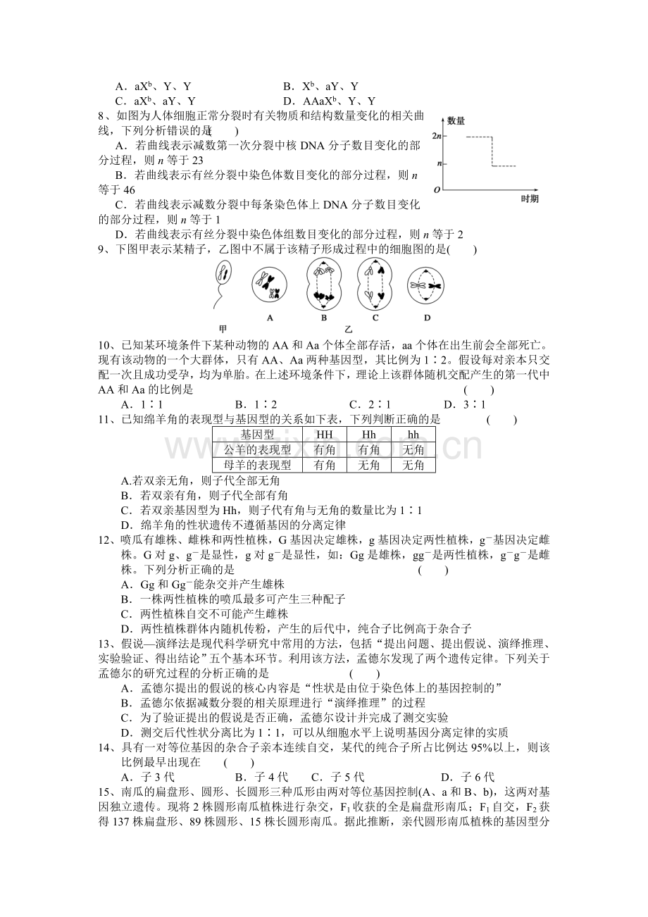 高二生物下册第二次质量检测试题.doc_第2页