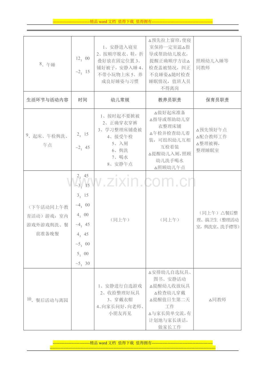 幼儿一日生活制度常规及保教人员工作程序要求.doc_第3页