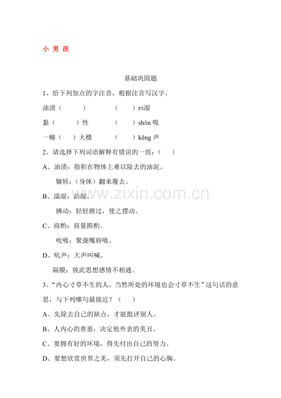 九年级语文下册课时同步检测题13.doc_第1页