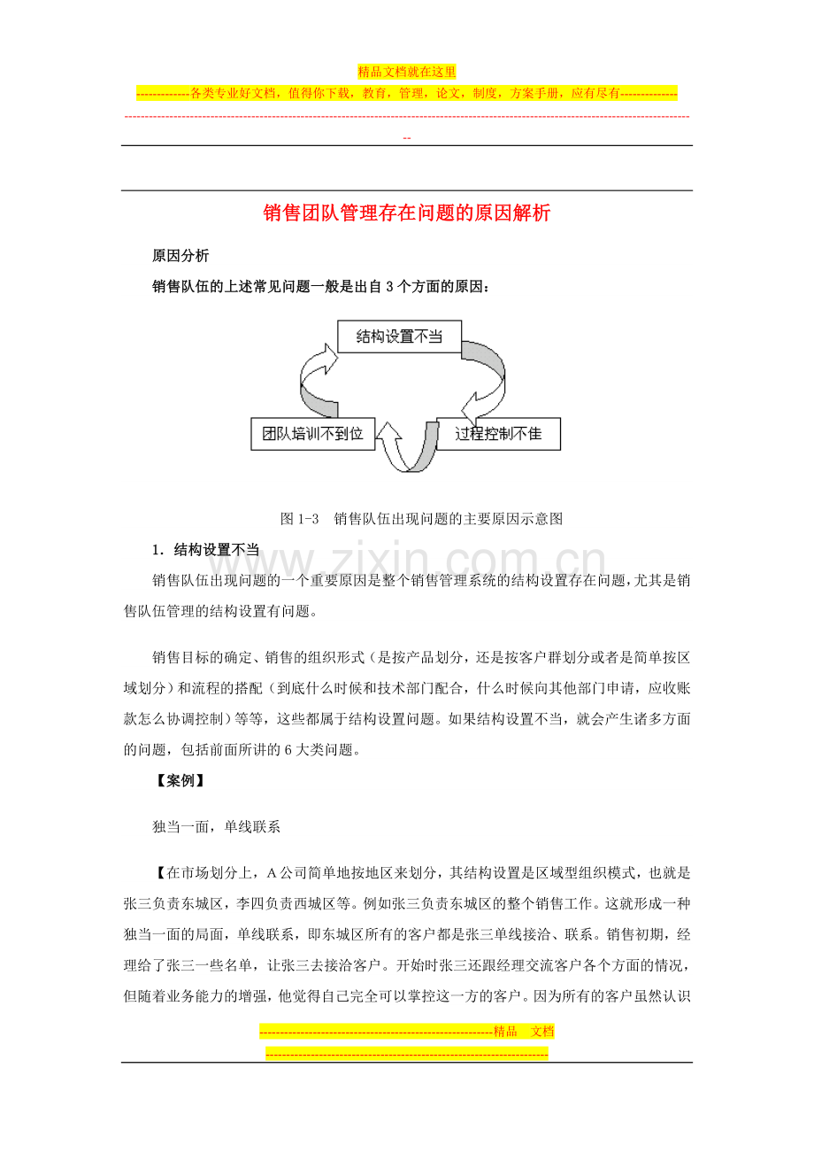 销售团队管理存在问题的原因解析.doc_第1页