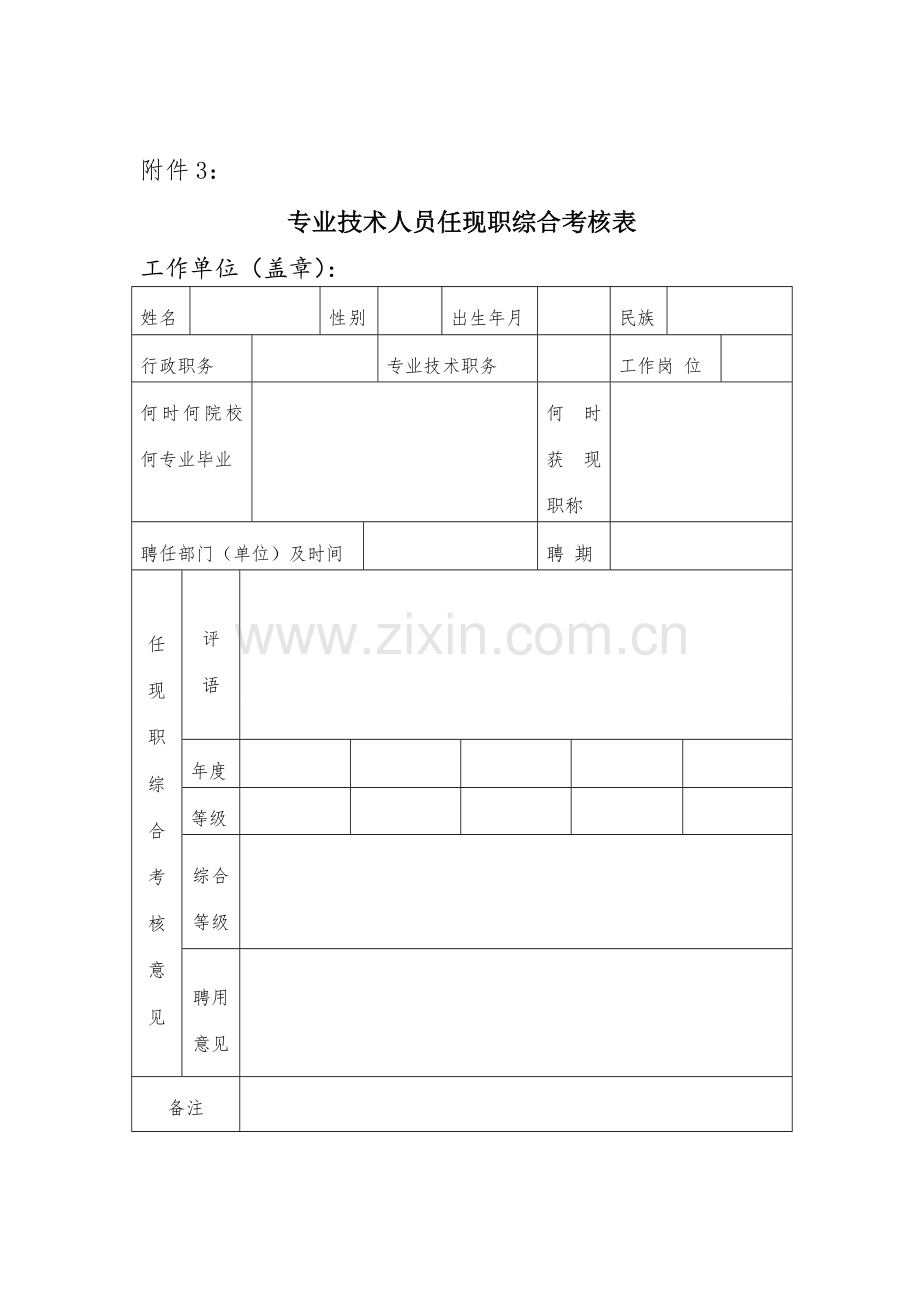 专业技术人员任现职综合考核表.doc_第1页